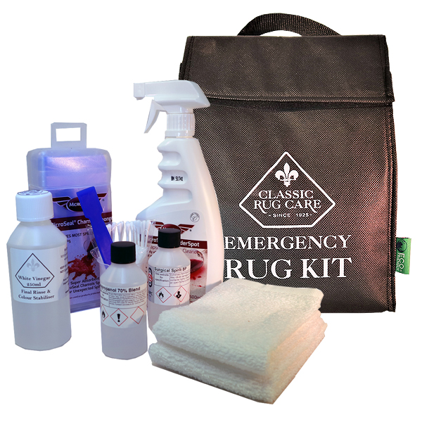 Items that make up the Emergency Rug Cleaning Kit